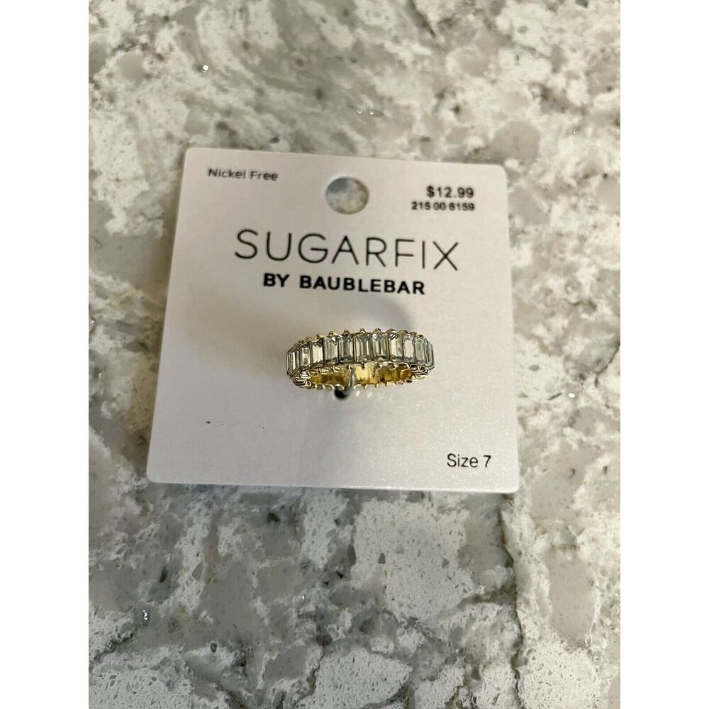 SUGARFIX by BaubleBar Baguette Crystal Statement Ring Size 7 Nickel Free. NEW